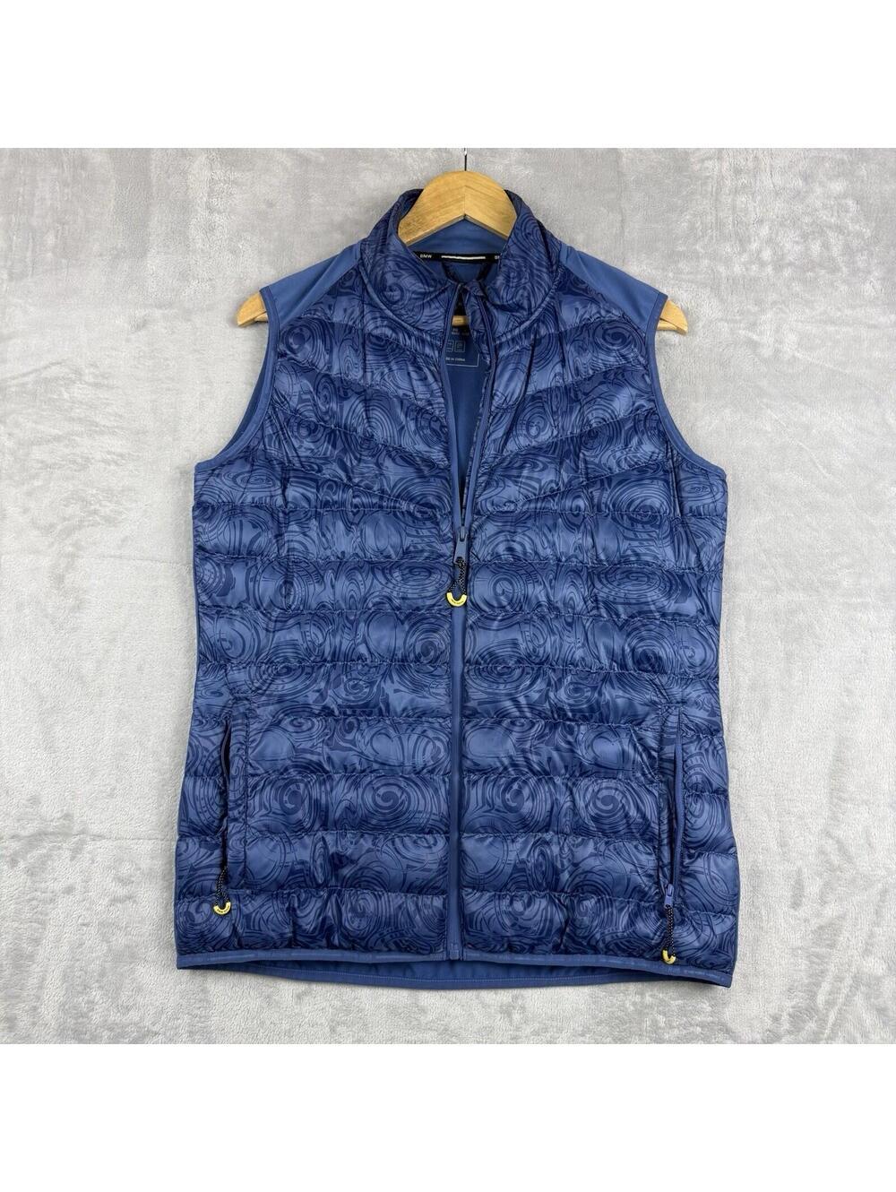 BMW Blue Puffer Vest Mens Large Lightweight Packable Full Zip Performance Jacket